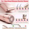 Bikini Trimmer for Women 2 in 1, Dual Head Womens Electric Shaver, Electric Razors for Pubic Hair, IPX7 Waterproof Rechargeable Facial Hair Removal for Shaving Underarm Leg Arm Body Face, Rose Gold view 3