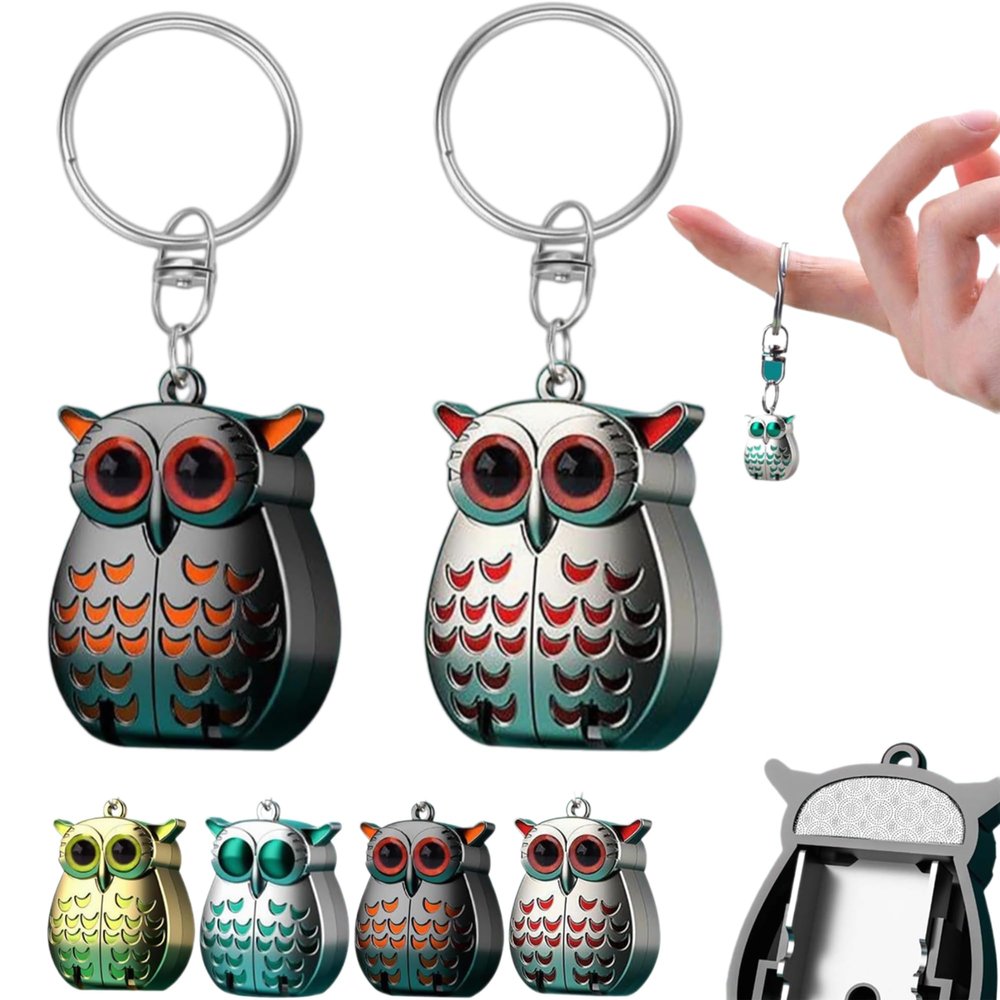 2Pcs Owl Keychain Nail Clippers, Portable Mini 2-in-1 Foldable Owl Nail Clippers Animal Design German Nails Clippers with Nail File, Unique Owl Shape Keychain Gift (Set A)
