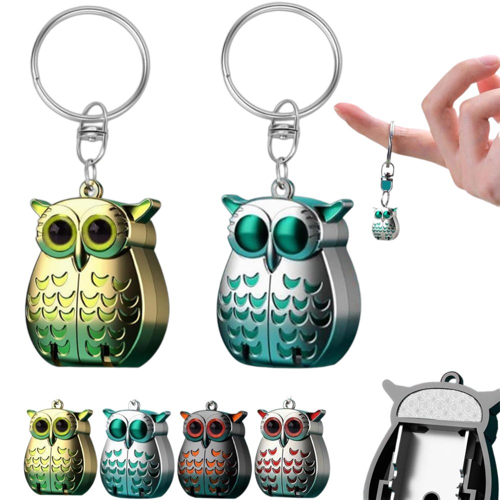 2Pcs Owl Keychain Nail Clippers, Portable Mini 2-in-1 Foldable Owl Nail Clippers Animal Design German Nails Clippers with Nail File, Unique Owl Shape Keychain Gift (Set B)