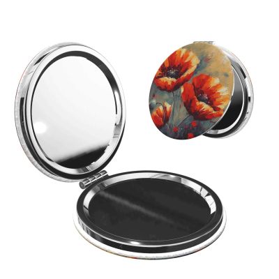 Travel Makeup Mirror for Women Double-Sided 1X/2X Magnifying Foldable Cosmetic Mirror Portable Pocket Mirror Simple Flower Oil Painting Vanity Mirror Compact Beauty Mirror for Pocket Purse Clutch