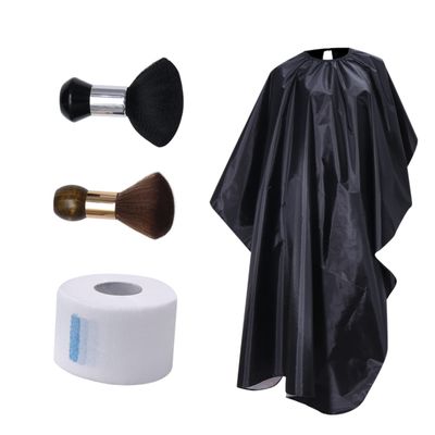 CALLARON 4pcs Hairdresser Cape Set Professional Haircut Tool Set Scissors Clippers Duster Brush Neck Strips Barber Accessories Cape