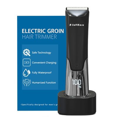 Body Hair Trimmer for Men Manscape - Electric Safe Shaver Pubic Hair Groomer LED Light Ball Razor Waterproof Mens Trimmers Rechargeable Cordless Replaceable Ceramic Blade Clipper Wet/Dry Smooth
