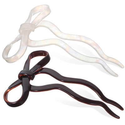 Healvian 2Pcs U Shaped Bow Hairpin For Styling Hair Stick for Women Gilrs French Hair Pins