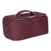 Nine Case Genuine Leather Makeup Bag for Women & Men Water-Resistant Travel Toiletry Dopp Kit with Handle Spacious Cosmetic Organizer 9.8 x 4.7 x 4.7 inches (Maroon) view 2