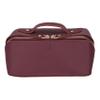 Nine Case Genuine Leather Makeup Bag for Women & Men Water-Resistant Travel Toiletry Dopp Kit with Handle Spacious Cosmetic Organizer 9.8 x 4.7 x 4.7 inches (Maroon) view 3