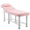 Professioanl Massage Table, Backrest Adjustable, Removable Headrest, Bottom Shelf Storage, Memory Foam Layer Salon Bed,White view 1