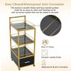 Beauty Salon Storage Trolley Cart,with Lockable Rolling Wheels,Metal e Marbled Board,Drawer Barber Salon Furniture,Black view 4
