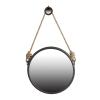 19.5" in Handsome Cleveland Mirror with Rope Strap Contemporary Design Circle Mirror with Grey Round Metal e for Wall Decor Bathroom, Entryway view 1