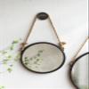19.5" in Handsome Cleveland Mirror with Rope Strap Contemporary Design Circle Mirror with Grey Round Metal e for Wall Decor Bathroom, Entryway view 2