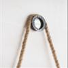 19.5" in Handsome Cleveland Mirror with Rope Strap Contemporary Design Circle Mirror with Grey Round Metal e for Wall Decor Bathroom, Entryway view 3