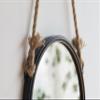 19.5" in Handsome Cleveland Mirror with Rope Strap Contemporary Design Circle Mirror with Grey Round Metal e for Wall Decor Bathroom, Entryway view 4