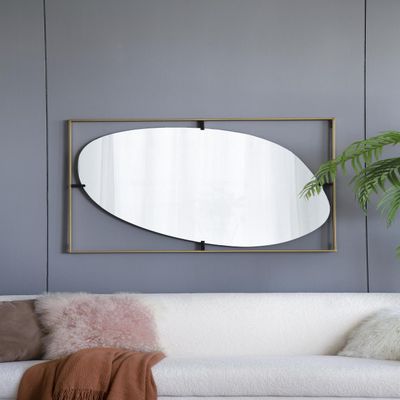 30x1x40 Mirror with Gold Metal e Contemporary Design Wall Decor for Bathroom, Entryway Wall Decor
