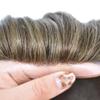LYRICAL HAIR Toupee for Men Hair System Replacement Monofilament Mens Toupee Fine Mono Clear Poly Skin Mens Human Hair Piece 6"X9" #410 Medium Brown+10% Gray-110% Light to Medium Density view 3