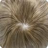 LYRICAL HAIR Toupee for Men Hair System Replacement Monofilament Mens Toupee Fine Mono Clear Poly Skin Mens Human Hair Piece 6"X9" #410 Medium Brown+10% Gray-110% Light to Medium Density view 4