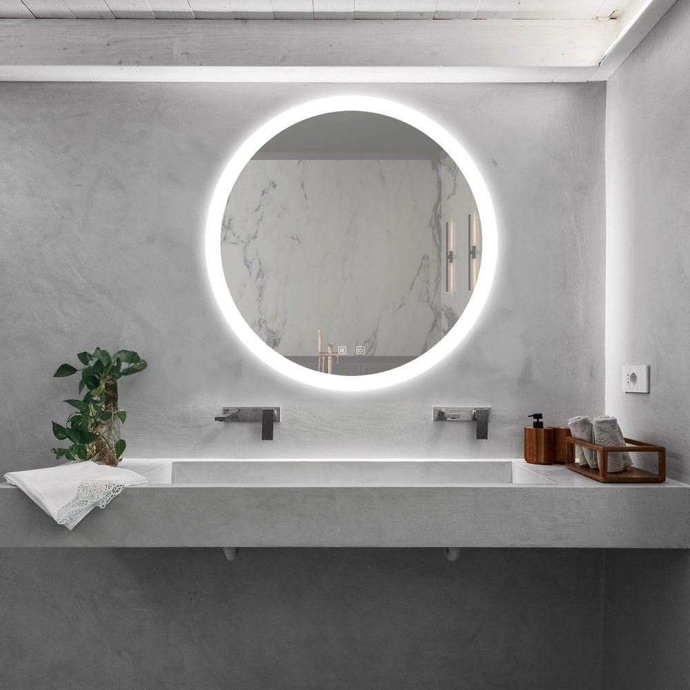 32inch Bathroom Led Classy Vanity Mirror with High Lumen,Dimmable Touch,Wall Switch Control, Anti Fog,CRI 95 Adjustable 3000K 4500K 6000K,IP54 Waterproof Energy Saving