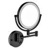 8 Inch LED Wall Mount Two Sided Magnifying Makeup Vanity Mirror 12 Inch Extension Matte Black 1X,3X Magnification Plug 360 Degree Rotation Waterproof Button Shaving Mirror view 1