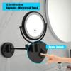 8 Inch LED Wall Mount Two Sided Magnifying Makeup Vanity Mirror 12 Inch Extension Matte Black 1X,3X Magnification Plug 360 Degree Rotation Waterproof Button Shaving Mirror view 2