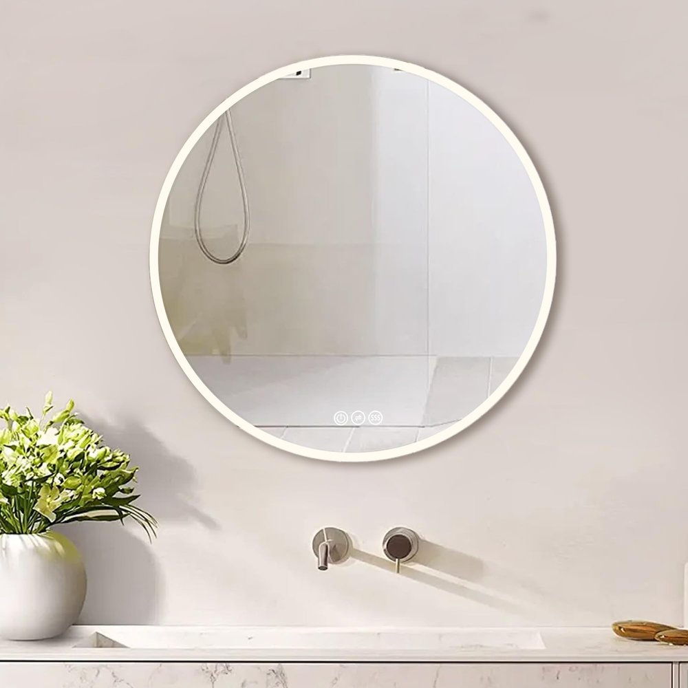 32 in. Round Acrylic ed Dimmable Anti Fog LED Bathroom Vanity Mirror