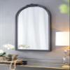 23" x 42" Hand Carved Rose Antique Mirror e, Wood Arch Mirror Wall Decor for Living Room, Bathroom, Entryway(Black) view 1