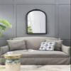 23" x 42" Hand Carved Rose Antique Mirror e, Wood Arch Mirror Wall Decor for Living Room, Bathroom, Entryway(Black) view 3