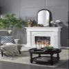 23" x 42" Hand Carved Rose Antique Mirror e, Wood Arch Mirror Wall Decor for Living Room, Bathroom, Entryway(Black) view 4