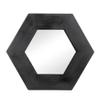 18.5" x 18.5" Hexagon Mirror with Solid Wood e, Wall Decor for Living Room Bathroom Hallway, Black view 1