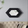 18.5" x 18.5" Hexagon Mirror with Solid Wood e, Wall Decor for Living Room Bathroom Hallway, Black view 2