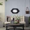 18.5" x 18.5" Hexagon Mirror with Solid Wood e, Wall Decor for Living Room Bathroom Hallway, Black view 3