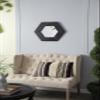 18.5" x 18.5" Hexagon Mirror with Solid Wood e, Wall Decor for Living Room Bathroom Hallway, Black view 4