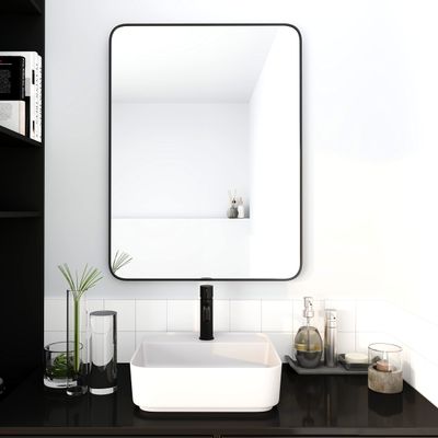 24 x 32 Inch Bathroom Mirror Black Aluminum e