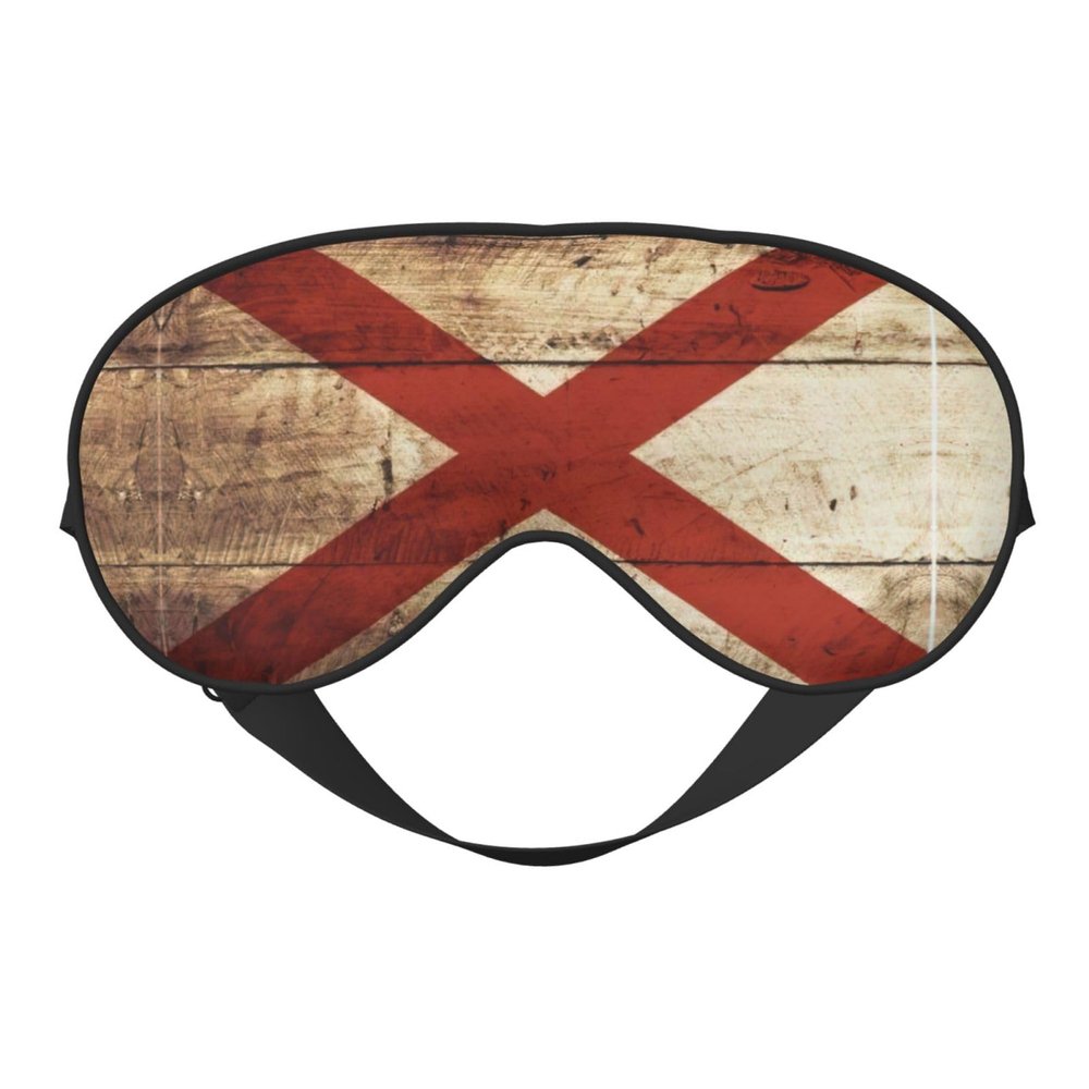 Alabama State Flag On Old Wood Grain Postcard Print Sleep Mask Silk-Like Eye Mask Sleeping Eye Mask for Women Men for Travel Sleep Relaxation