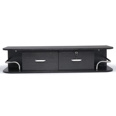 Modern Wall Mounted Styling Station, Hair Salon Locking Cabinet with Storage Drawers, Equipment for Barber Beauty Spa Salon Shops, Black