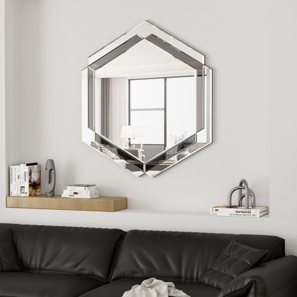 28 x 31.5 inches Wall Mounted Silver Decorative Round Wall Mirror for Home, Living Room, Bedroom, Entryway