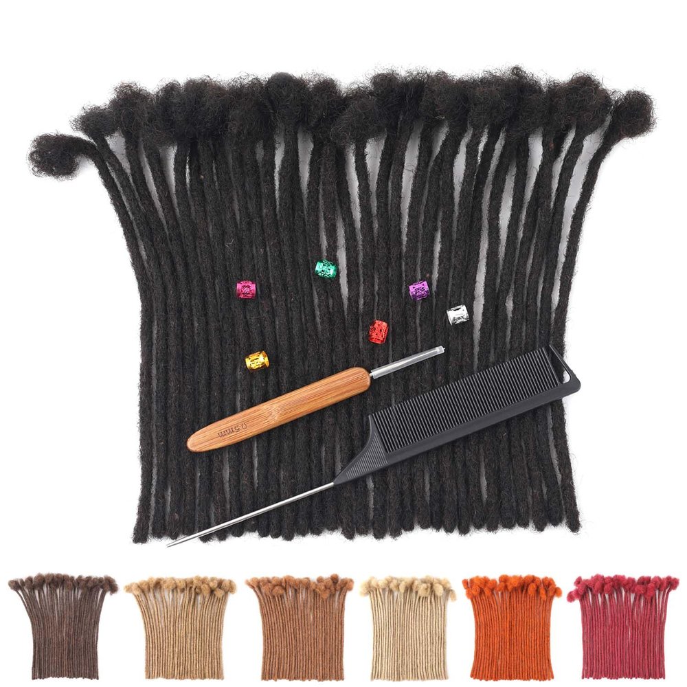 0.4 cm Loc Extensions Human Hair 100 Strands Dreads Extensions Men Women Short Dreadlocks Extensions Real Human Hair Loc Extension Natural Black Handmade Permanent Locs (0.4cm 1B 6 Inch 100 Strands)