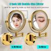 8 Inch LED Wall Mount Two Sided Magnifying Makeup Vanity Mirror 12 Inch Extension Gold 1X,3X Magnification Plug 360 Degree Rotation Waterproof Button Shaving Mirror view 2