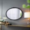30"x30" Round Hand Carved Rose Antique Mirror e, Wall Mirror for Live Space, Bathroom, Entryway Wall Dcor(Black) view 1