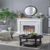 30"x30" Round Hand Carved Rose Antique Mirror e, Wall Mirror for Live Space, Bathroom, Entryway Wall Dcor(Black) view 4