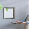 20" x 12" Antique Silver Rectangle Mirror with Floral Accents, Mirrored Display Tray, Hanging Wall Mirror view 1
