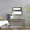 20" x 12" Antique Silver Rectangle Mirror with Floral Accents, Mirrored Display Tray, Hanging Wall Mirror view 3