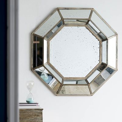 40" x 40" Oversized Silver Octagon Mirror, Mid Century Modern Accent Mirror, for Living Room, Entryway, Bedroom, Hallway