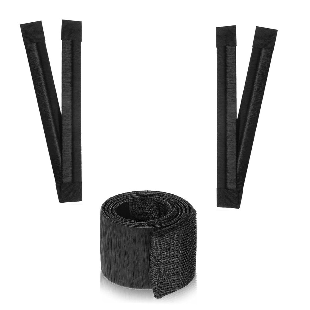 2 Pcs Black Reusable Hair Bun Maker, Donut Bun Maker DIY French Twist Hair Fold Wrap Snap - Easy Bun Hair Tool - Shaper Bun Hair Tool -Ballet Bun for Women and Kids