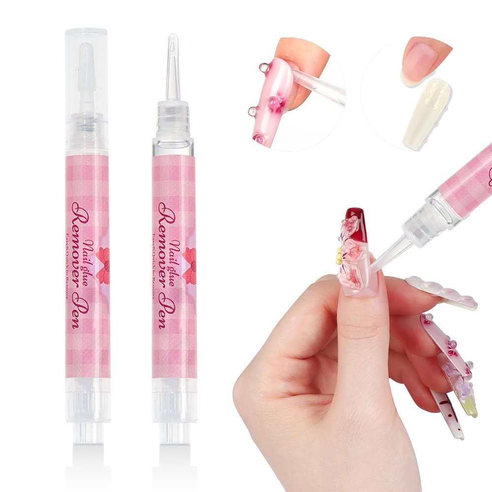 Sun&Beam Nails Remover Pen 2 Pack Nail Glue & Jelly Tab Remover With Vitamin E Gentle & Precise Pen-Type Remover