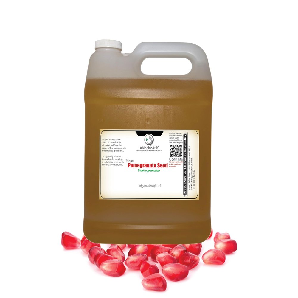 100% Pure Virgin Pomegranate Seed Oil  Cold-Pressed & Unrefined from Turkey | Lightweight Moisturizer for Face, Skin & Hair | Nutrient-Rich Botanical Oil | Half Gallon (Net Wt. 1.8 kg / 4 lb)