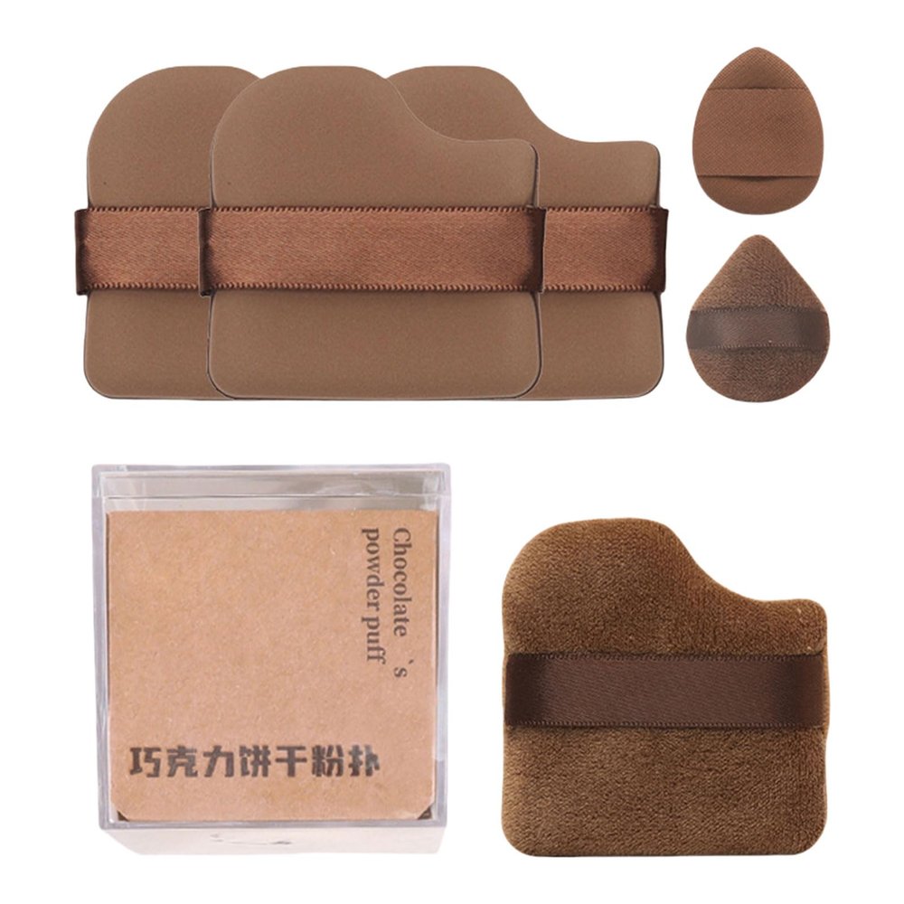4/6x Chocolate With Finger Holder Fingertip Makeup Sponge Pad For Cream Concealer Eyeshadow