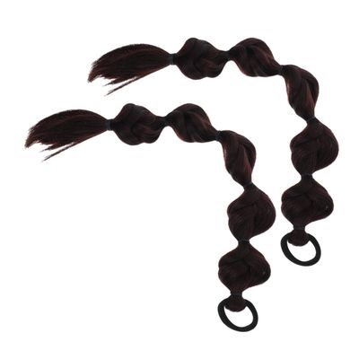 SKISUNO 2pcs Natural Bubble Braids Ponytail Hair Extensions for Women Sweet Cool Boxing Braids for Festivals Parties and Daily Wear Deep