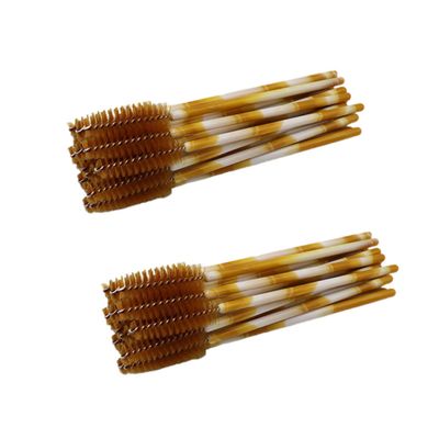 Baluue 100pcs Nylon Eyelash Wands Brown Handle Mascara Applicators for Makeup Eyebrow Brush Tool for Beauty Salon Personal Use for Separation and Application