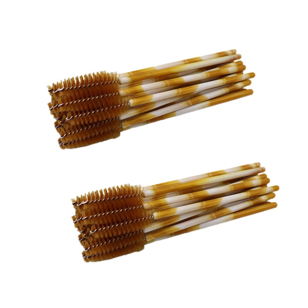 Baluue 100pcs Nylon Eyelash Wands Brown Handle Mascara Applicators for Makeup Eyebrow Brush Tool for Beauty Salon Personal Use for Separation and Application