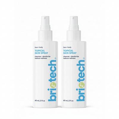 BRIOTECH Topical Skin Spray, Hypochlorous Acid Spray for Sensitive Skin, HOCl Facial Mist, Full Body Support Against Irritation, Calm Redness, Soothe Foot & Scalp, 2 oz Travel Size (2 Pack)