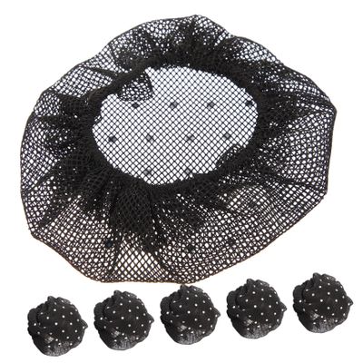 GALPADA 6pcs Rhinestone Hair Bun Cover Hair Nets for Women Elegant Stretch Mesh Accessories for Ballerinas Nurses Waitresses for Formal and Casual Styles