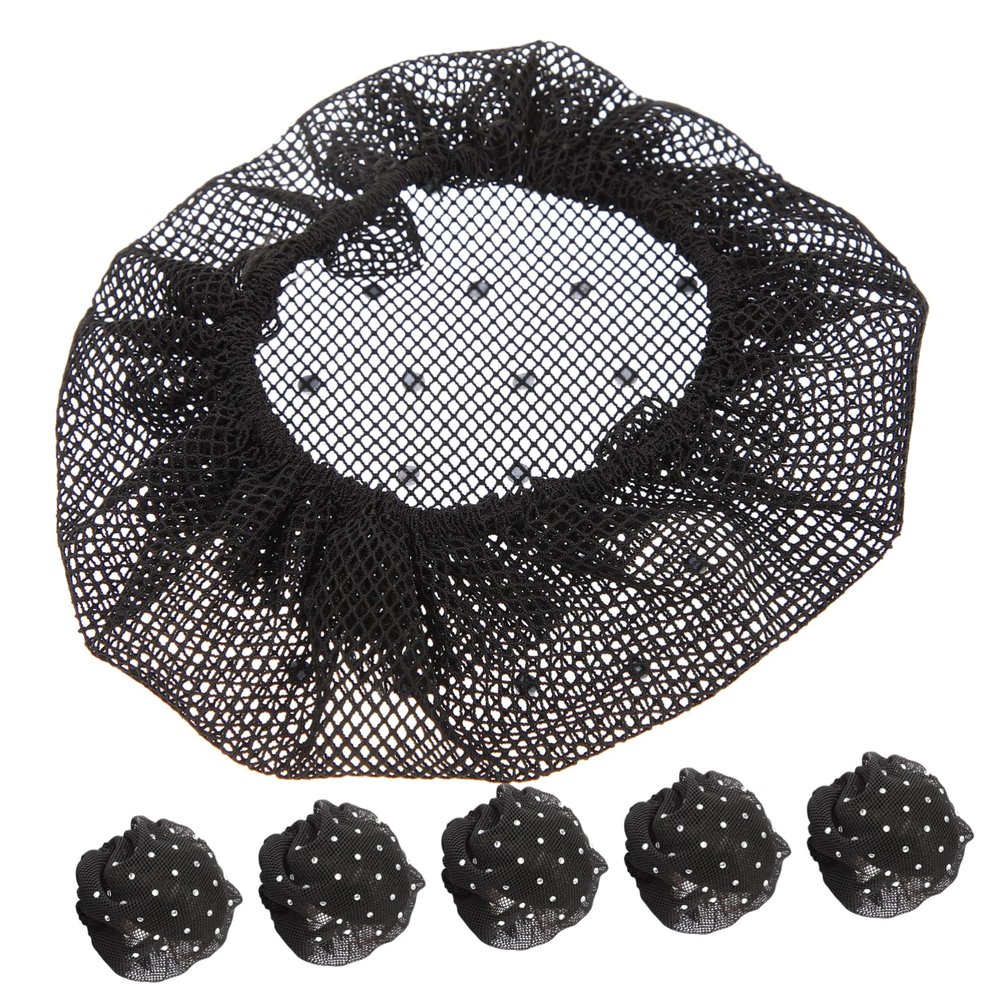 GALPADA 6pcs Rhinestone Hair Bun Cover Hair Nets for Women Elegant Stretch Mesh Accessories for Ballerinas Nurses Waitresses for Formal and Casual Styles